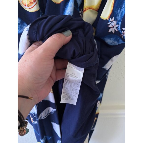 Soma Womens Navy Lemon Print Sleeveless Knit Maxi Dress With Side Pockets  L - Picture 11 of 14